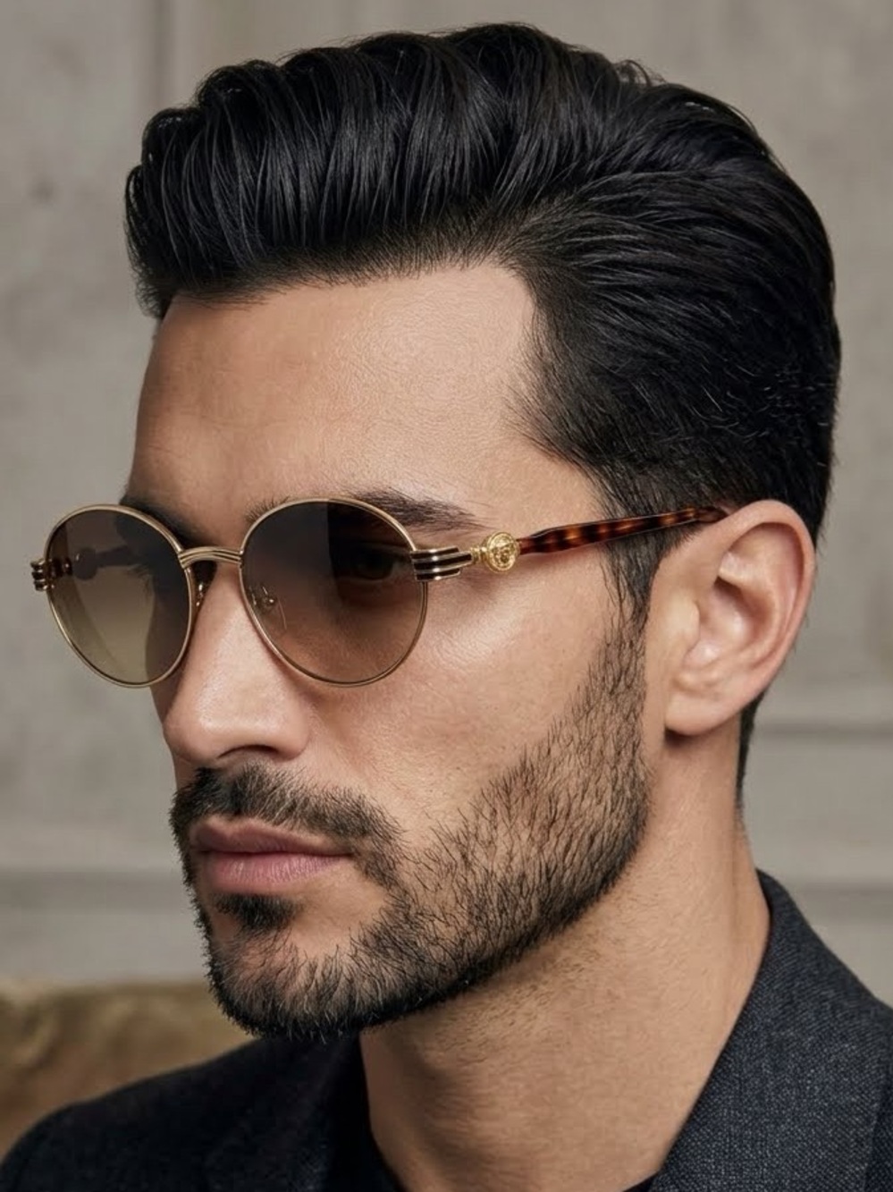 Vintage Gianni Versace Mod G51 Col 56 L Medusa Gold Havana Sunglasses Full Set